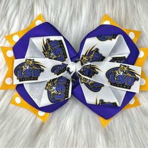 🎀 LSU Louisiana State University Hair Bow Clip 🎀